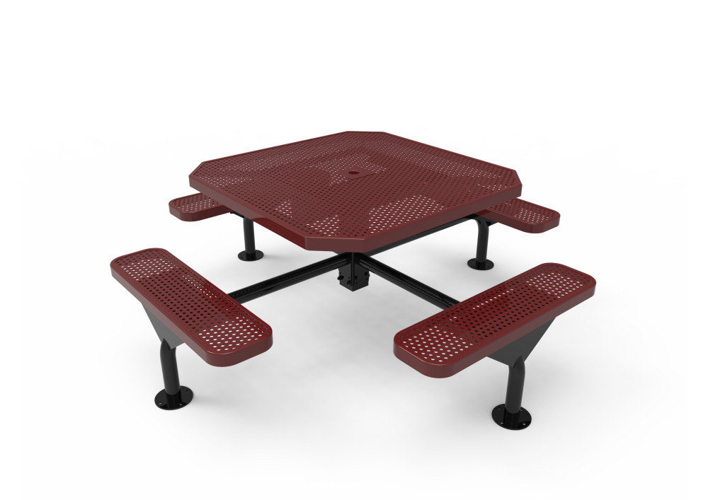 Octagon Single Pedestal Picnic Table with Diamond Pattern