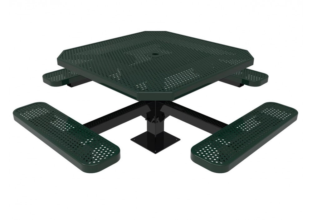 Octagon Single Pedestal Picnic Table with Perforated Steel