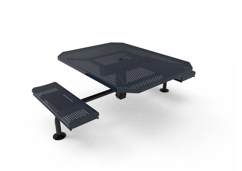 Octagon Rolled Nexus Pedestal Table with Perforated Steel
