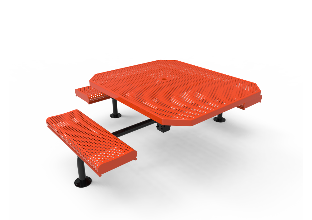 Octagon Rolled Nexus Pedestal Table with Perforated Steel
