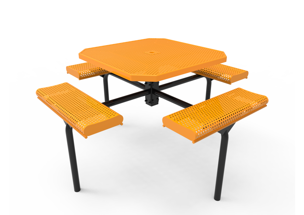 Octagon Rolled Nexus Pedestal Table with Perforated Steel