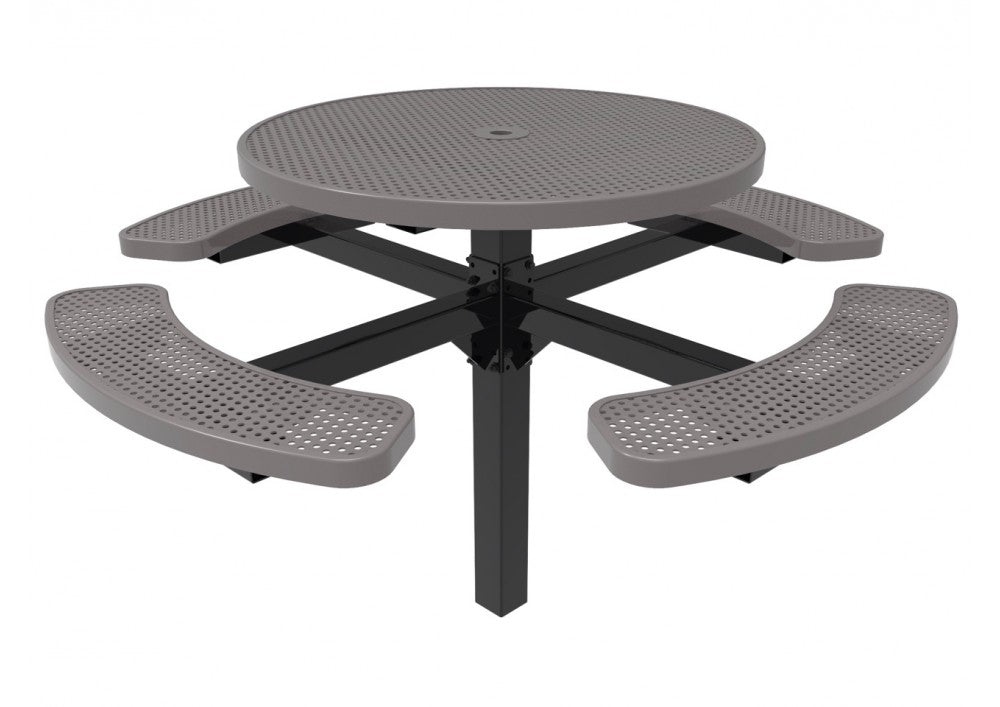 Round Single Pedestal Picnic Table with Perforated Steel