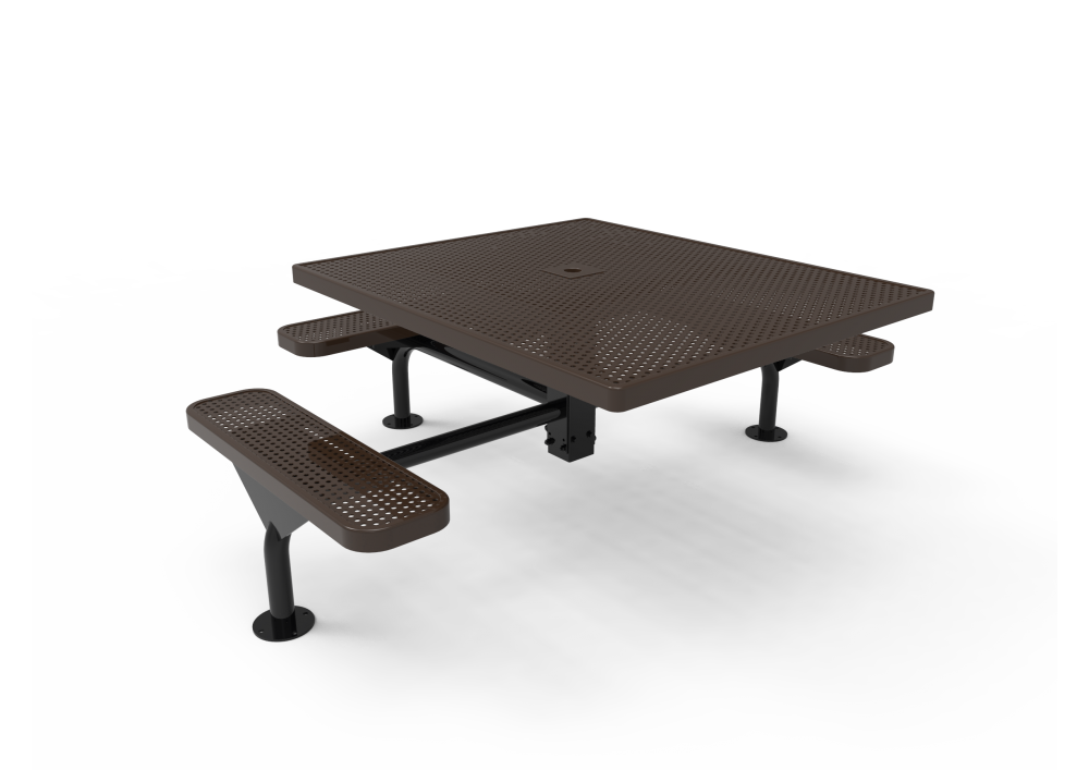 Square Nexus Pedestal Table with Perforated Steel