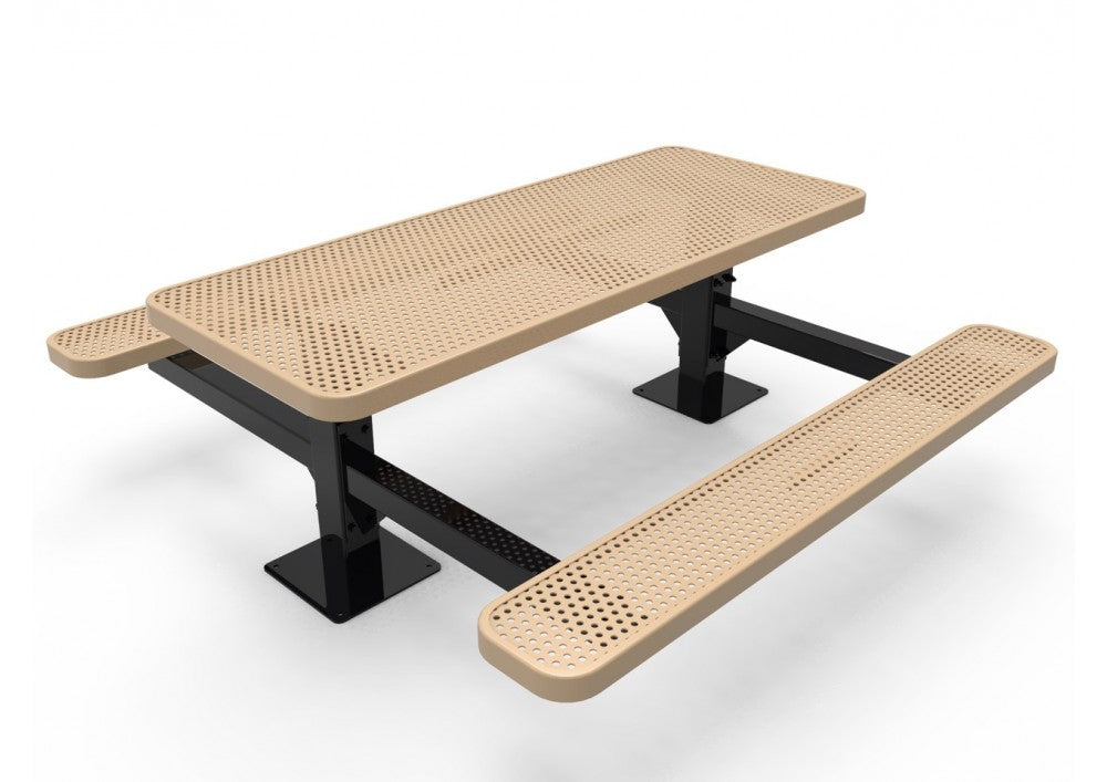 Rectangular Double Pedestal Picnic Table with Perforated Steel