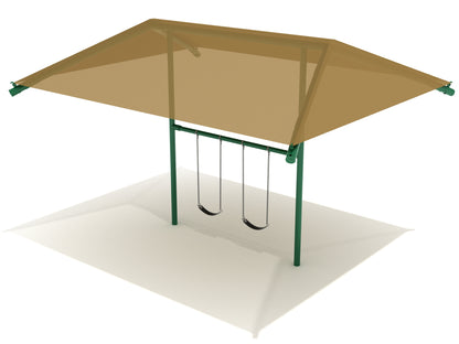 8 Feet High Elite Single Post Swing With Shade - 1 Bay (With Seats And Chains)