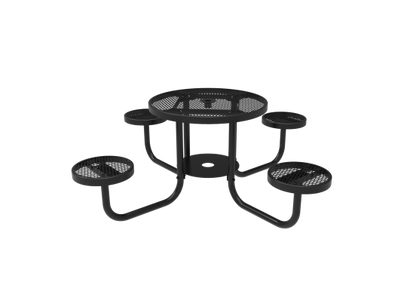 Diamond Pattern Round Patio Table with Attached Seats