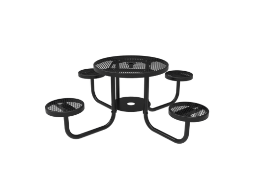 Diamond Pattern Round Patio Table with Attached Seats