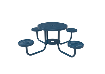 Perforated Steel Round Patio Table with Attached Seats