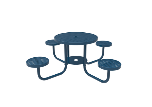 Perforated Steel Round Patio Table with Attached Seats