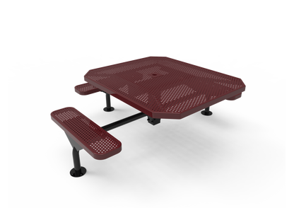 Octagon Single Pedestal Picnic Table with Diamond Pattern