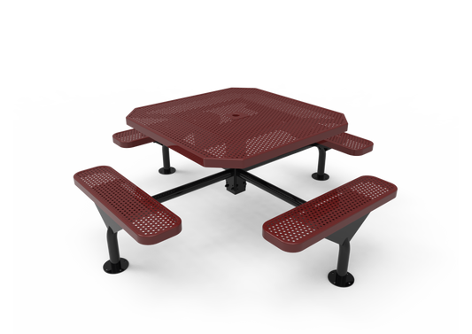 Octagon Single Pedestal Picnic Table with Diamond Pattern