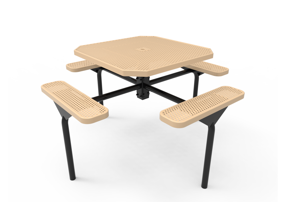 Octagon Single Pedestal Picnic Table with Diamond Pattern