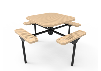 Octagon Single Pedestal Picnic Table with Diamond Pattern