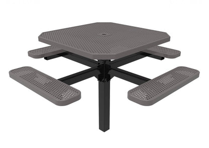 Octagon Single Pedestal Picnic Table with Perforated Steel