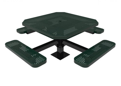 Octagon Single Pedestal Picnic Table with Perforated Steel