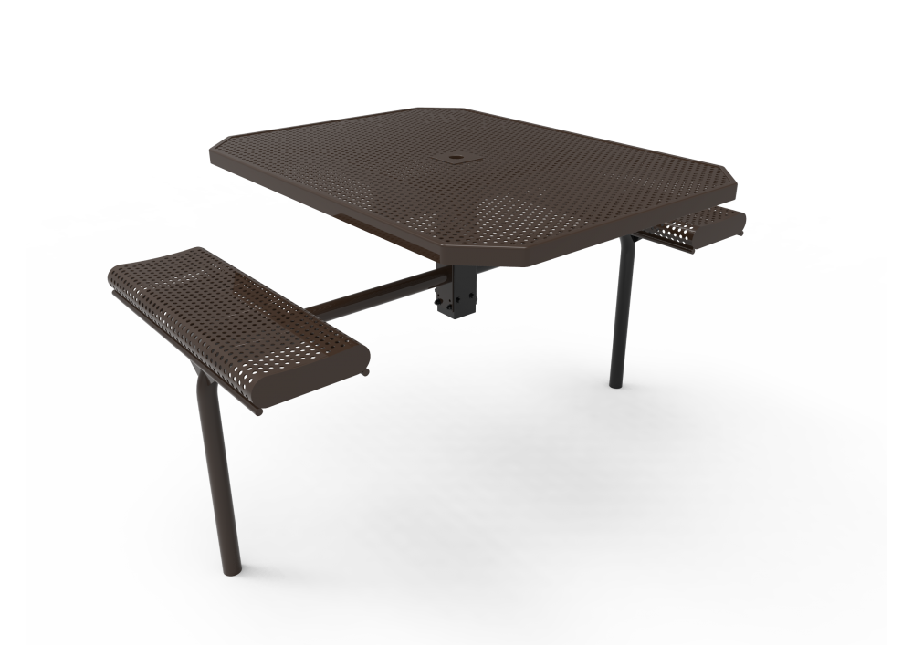 Octagon Rolled Nexus Pedestal Table with Perforated Steel