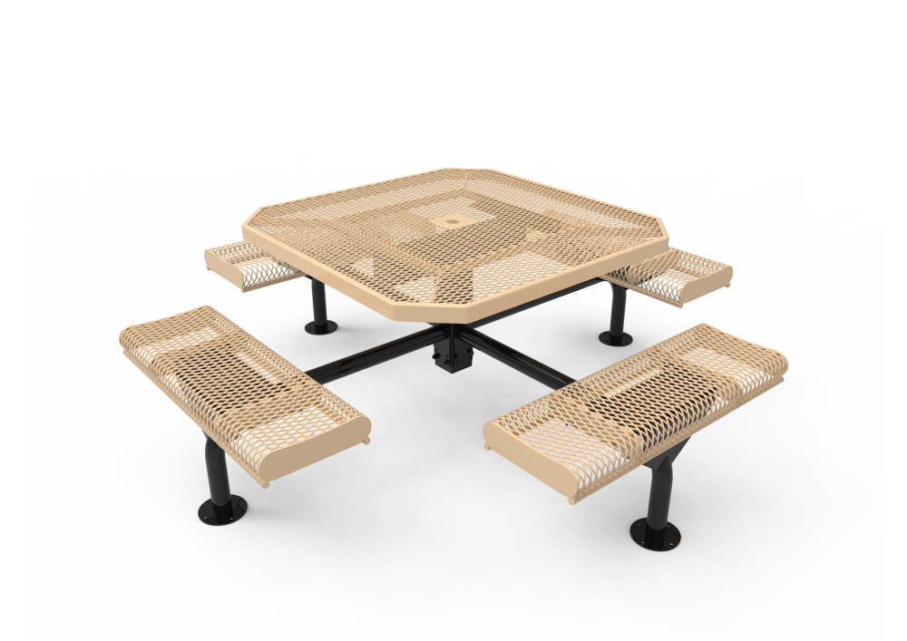 Octagon Rolled Nexus Pedestal Table with Diamond Pattern