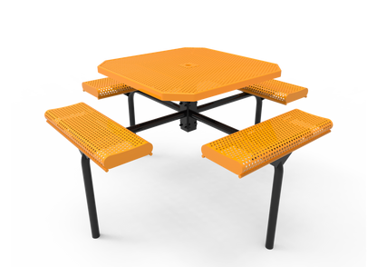 Octagon Rolled Nexus Pedestal Table with Perforated Steel