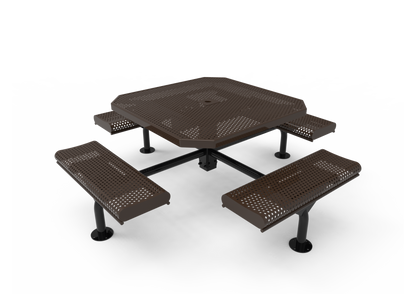 Octagon Rolled Nexus Pedestal Table with Perforated Steel