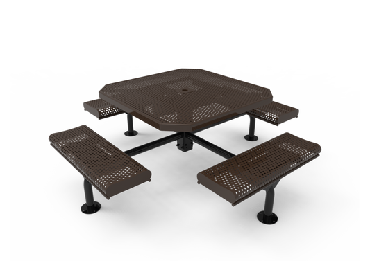 Octagon Rolled Nexus Pedestal Table with Perforated Steel
