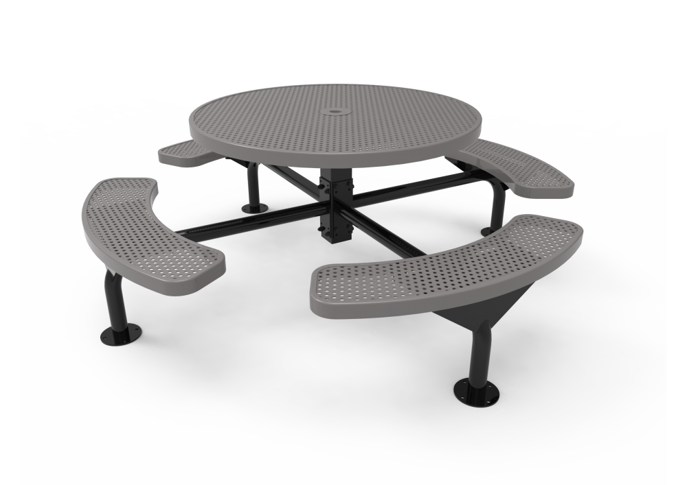 Round Nexus Pedestal Table with Perforated Steel