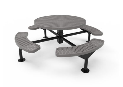Round Nexus Pedestal Table with Perforated Steel