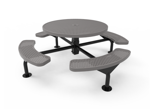Round Nexus Pedestal Table with Perforated Steel
