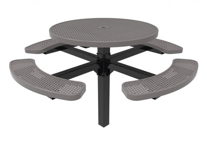 Round Single Pedestal Picnic Table with Perforated Steel