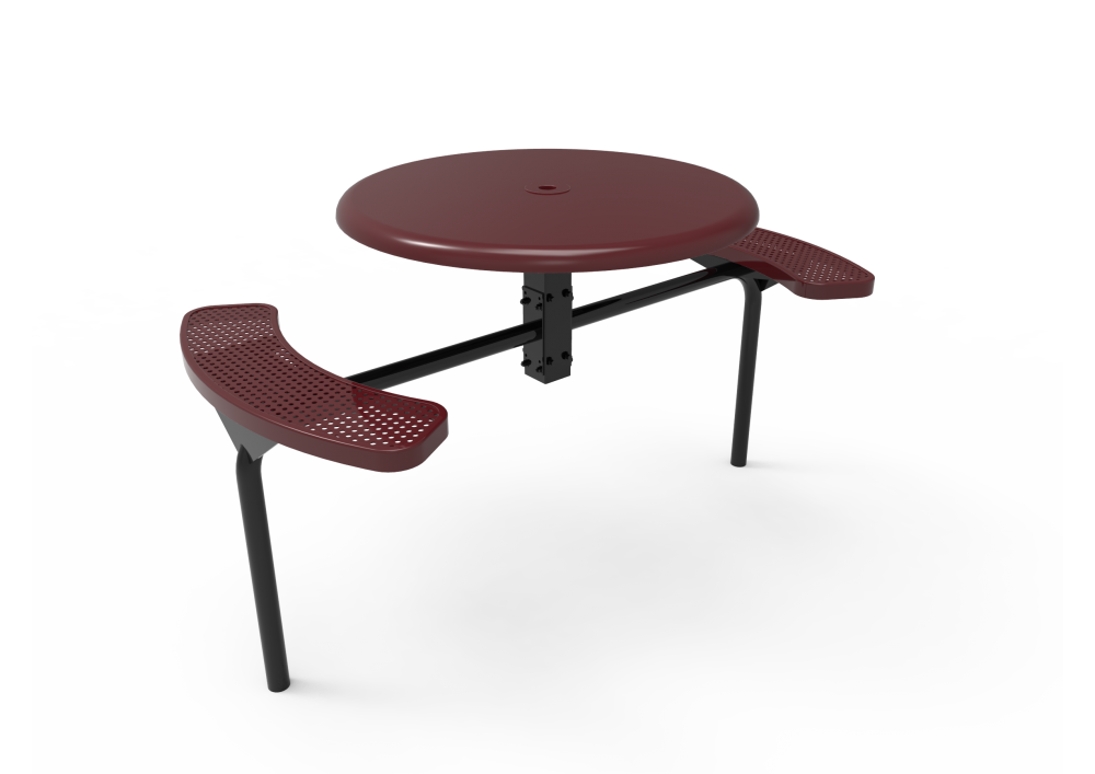 Solid Top Round Nexus Pedestal Table with Perforated Steel