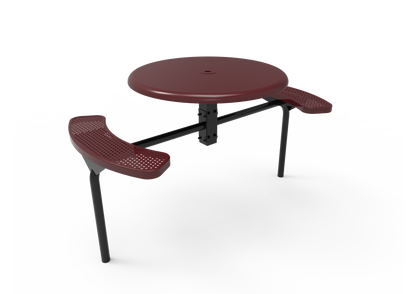 Solid Top Round Nexus Pedestal Table with Perforated Steel