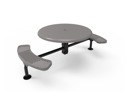 Solid Top Round Nexus Pedestal Table with Perforated Steel