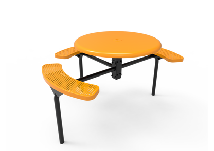 Solid Top Round Nexus Pedestal Table with Perforated Steel