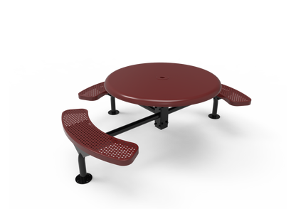 Solid Top Round Nexus Pedestal Table with Perforated Steel