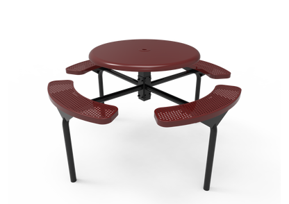 Solid Top Round Nexus Pedestal Table with Perforated Steel