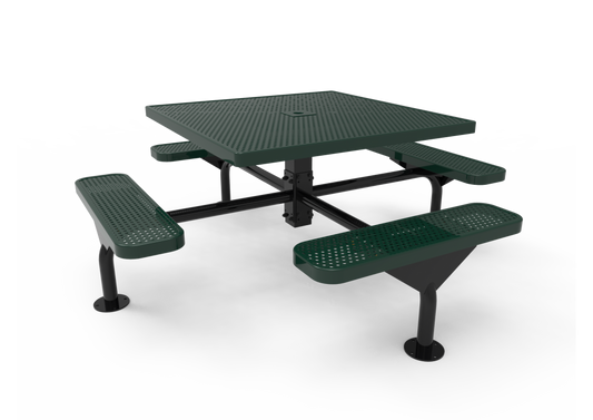 Square Nexus Pedestal Table with Perforated Steel