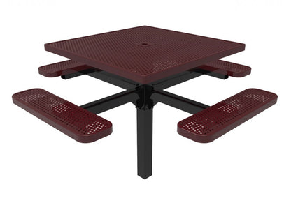 Square Single Pedestal Picnic Table with Perforated Steel