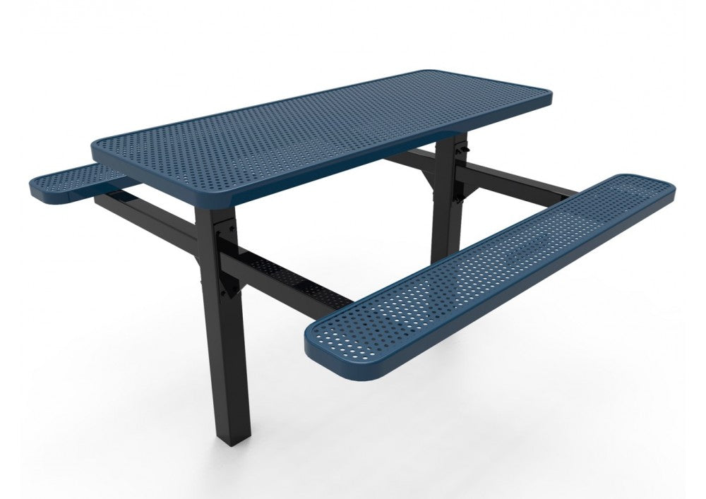 Rectangular Double Pedestal Picnic Table with Perforated Steel