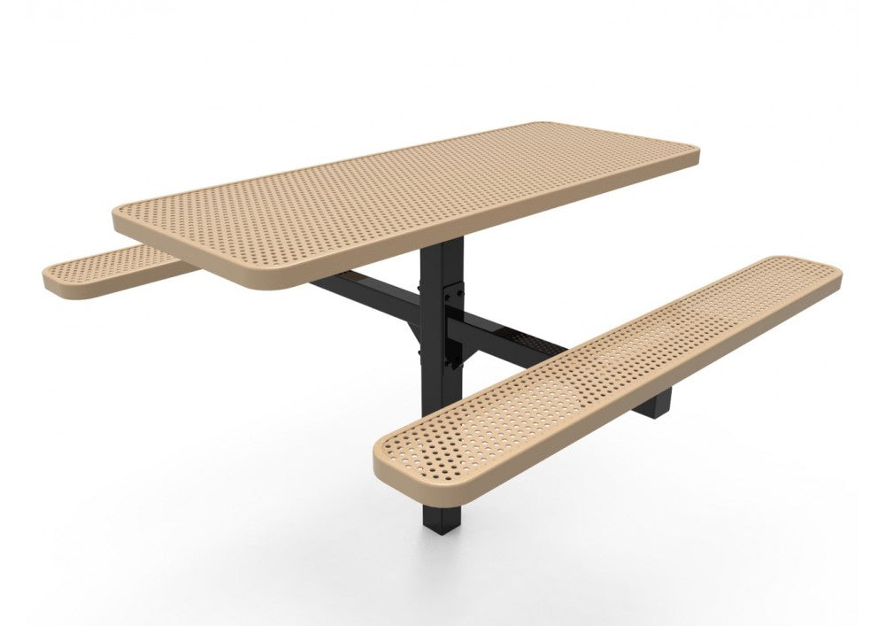 Rectangular Single Pedestal Picnic Table with Perforated Steel