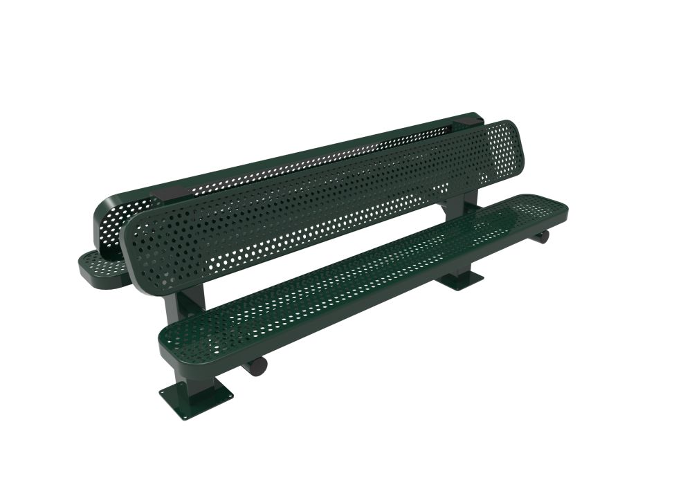 Perforated Steel Double Pedestal Bench