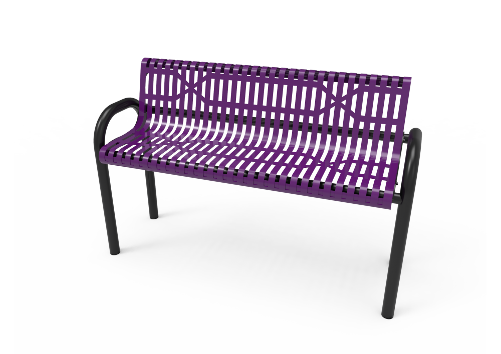 Slatted Steel MOD Bench with Back