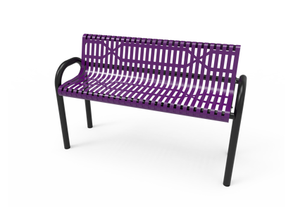 Slatted Steel MOD Bench with Back