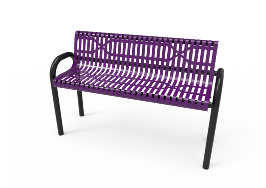 Slatted Steel MOD Bench with Back