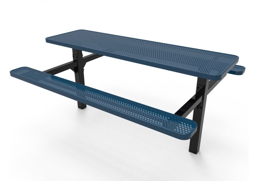 Rectangular Double Pedestal Picnic Table with Perforated Steel
