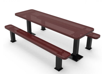 Rectangular Independent Pedestal Picnic Table with Perforated Steel