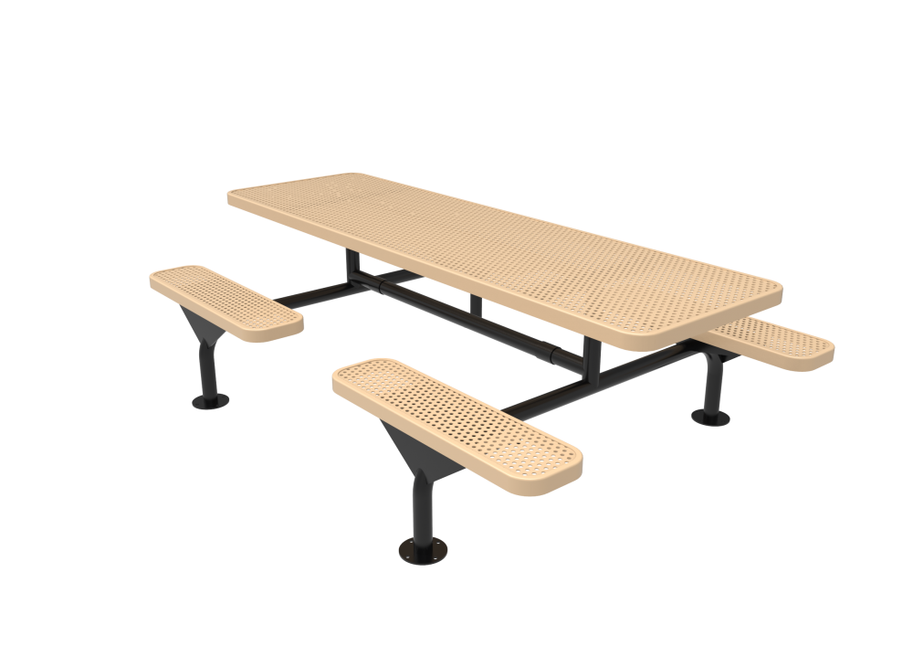 Rectangular Nexus Pedestal Table with Perforated Steel