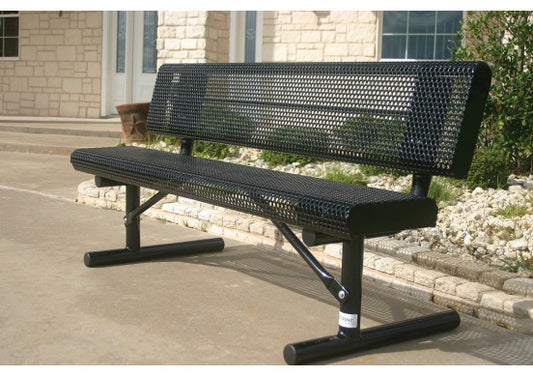 Perforated Steel Rolled Edge Bench with Back