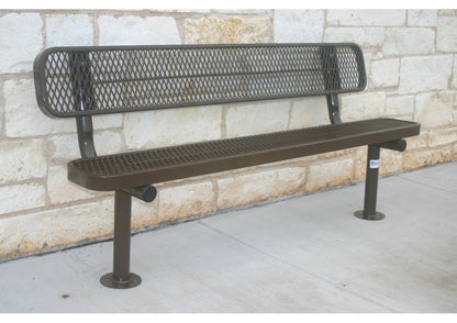 Diamond Pattern Traditional Rectangular Bench with Back