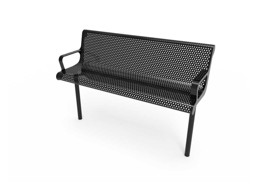 Perforated Steel Contoured Bench with Arms