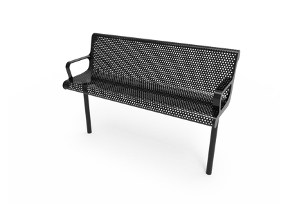 Perforated Steel Contoured Bench with Arms