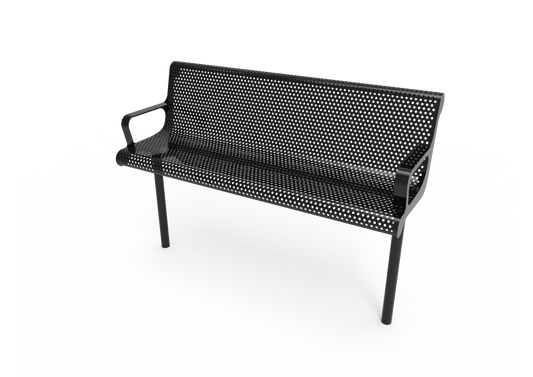 Perforated Steel Contoured Bench with Arms